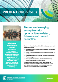 Current and emerging corruption risks: opportunities to detect, intervene and prevent corruption