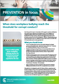 When does workplace bullying reach the threshold for corrupt conduct?