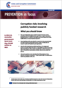 Prevention in focus - Corruption risks involving publicly funded research: What you should know