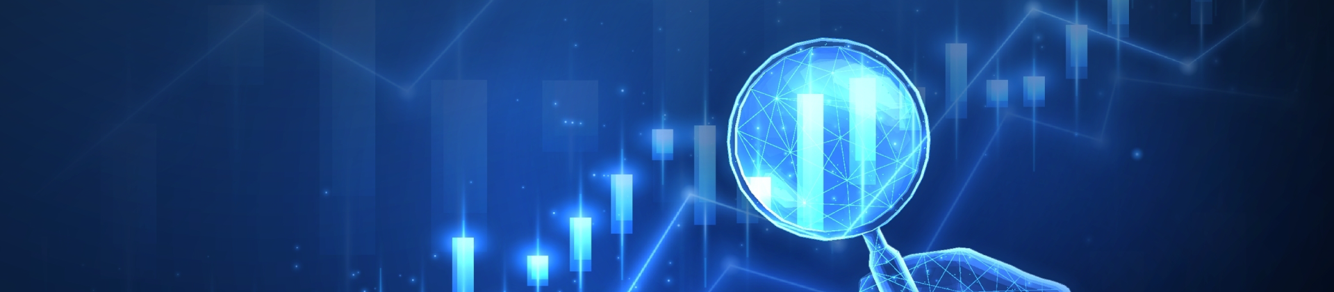 Image of magnifying glass looking at data 