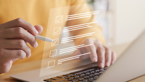 woman doing a survey online